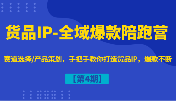 货品IP-全域爆款陪跑营【第4期】赛道选择/产品策划，手把手教你打造货品IP，爆款不断-数智网创