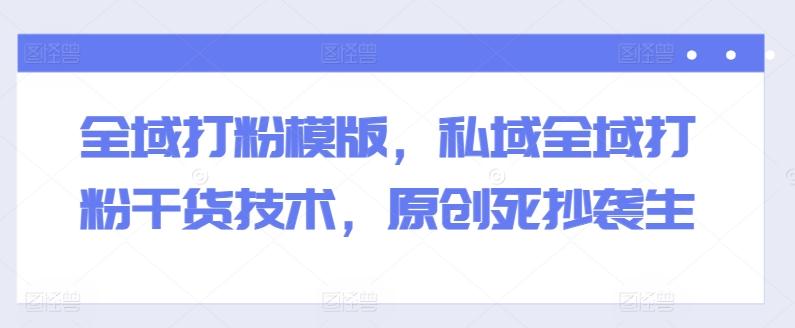 全域打粉模版，私域全域打粉干货技术，原创死抄袭生-数智网创