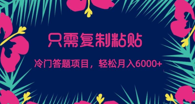 只需复制粘贴，冷门答题项目，轻松月入6000-数智网创