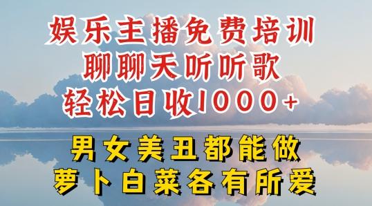 娱乐主播免费培训聊聊天听听歌轻松日收1K+，男女美丑都能做萝卜白菜各有所爱【揭秘】-数智网创