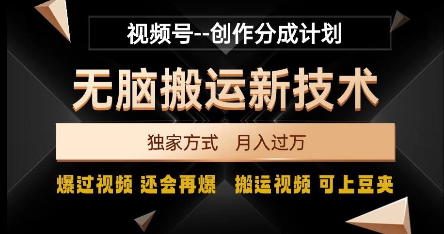 视频号无脑搬运新技术，破原创壕流量，独家方式，爆过视频，还会再爆【揭秘】-数智网创