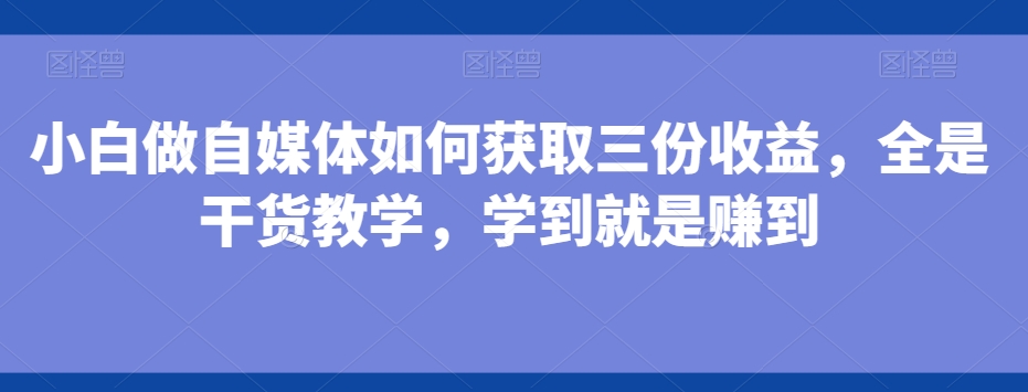 小白做自媒体如何获取三份收益，全是干货教学，学到就是赚到-数智网创