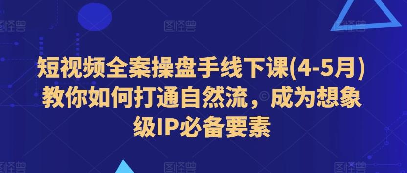 短视频全案操盘手线下课(4-5月)教你如何打通自然流，成为想象级IP必备要素-数智网创