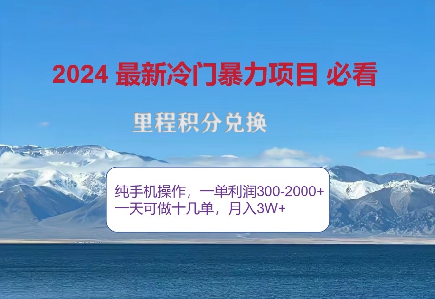 2024惊爆冷门暴利,里程积分最新玩法,高爆发期,一单300+—2000+-数智网创