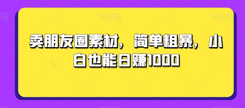 卖朋友圈素材，简单粗暴，小白也能日赚1000-数智网创