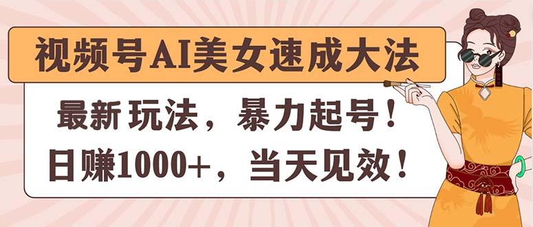 视频号AI美女速成大法，暴力起号，日赚1000+，当天见效-数智网创
