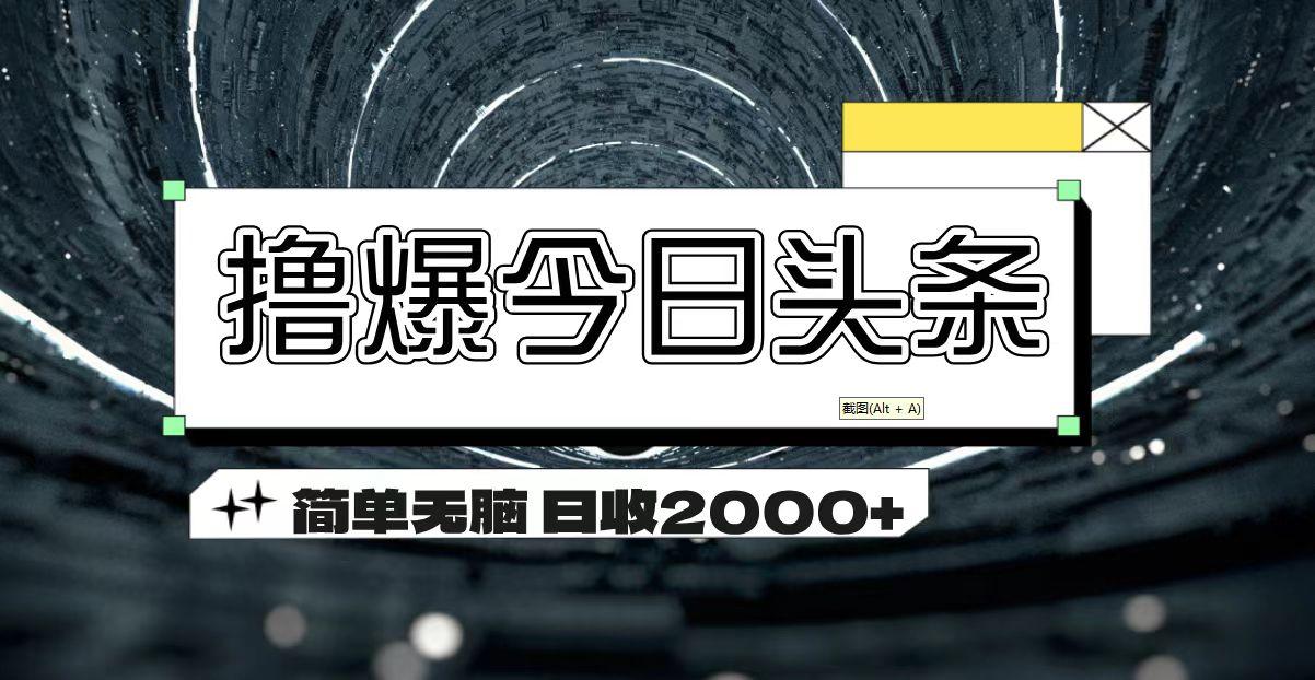 撸爆今日头条 简单无脑操作 日收2000+-数智网创