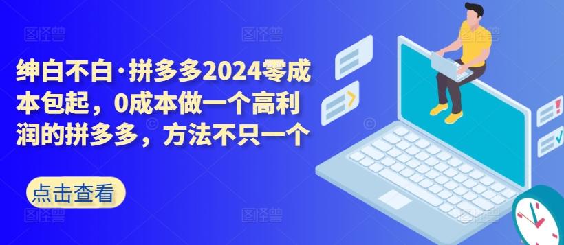 拼多多2024零成本包起,0成本做一个高利润的拼多多,方法不只一个