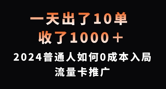 一天出了10单，收了1000+，2024普通人如何0成本入局流量卡推广【揭秘】-数智网创