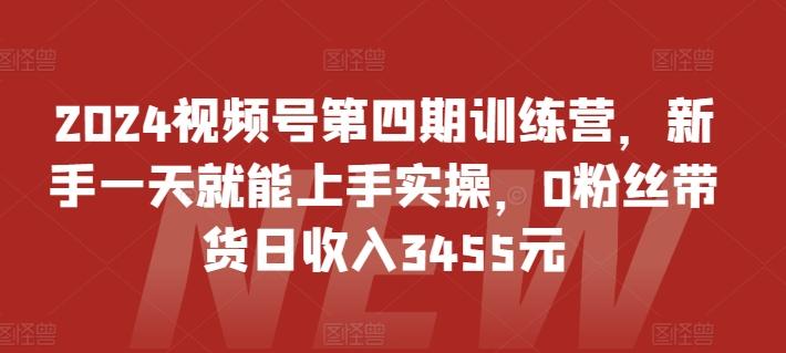 2024视频号第四期训练营，新手一天就能上手实操，0粉丝带货日收入3455元-数智网创