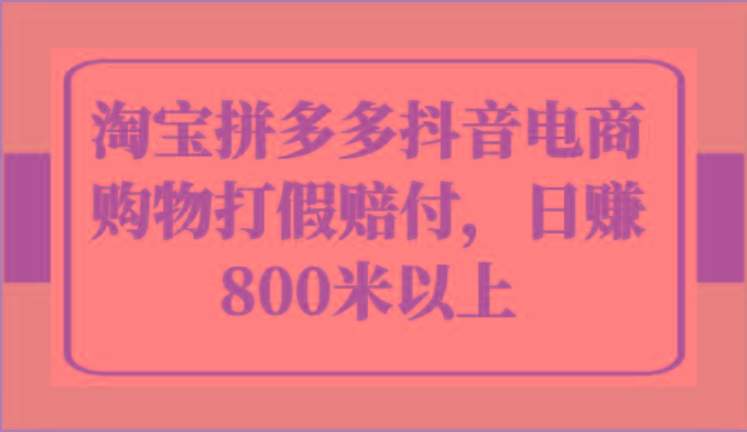 淘宝拼多多抖音电商购物打假赔付，日赚800米以上-数智网创