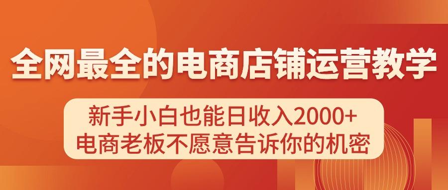 电商店铺运营教学，新手小白也能日收入2000+，电商老板不愿意告诉你的机密-数智网创