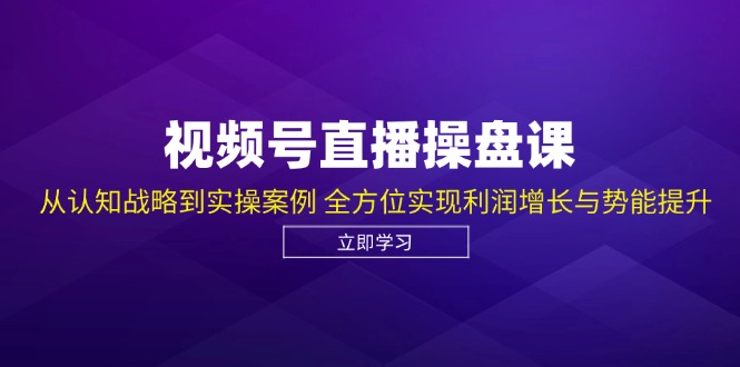 视频号直播操盘课，从认知战略到实操案例 全方位实现利润增长与势能提升-数智网创