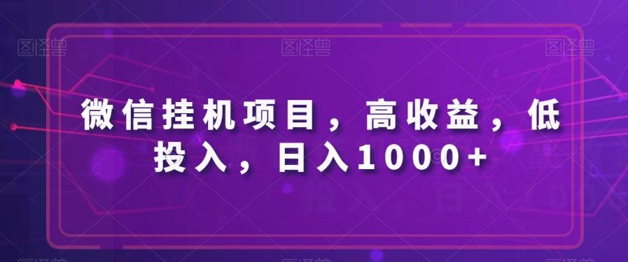 微信挂机项目，高收益，低投入，日入1000+-数智网创