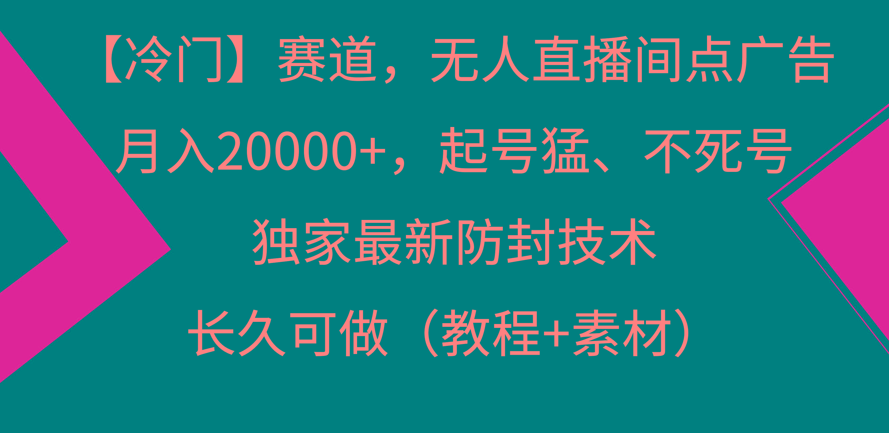 【冷门】赛道，无人直播间点广告，月入20000+，起号猛、不死号，独家最…-数智网创
