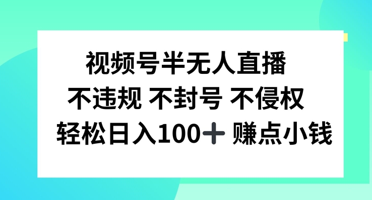 视频号半无人直播，不违规不封号，轻松日入100+【揭秘】-数智网创