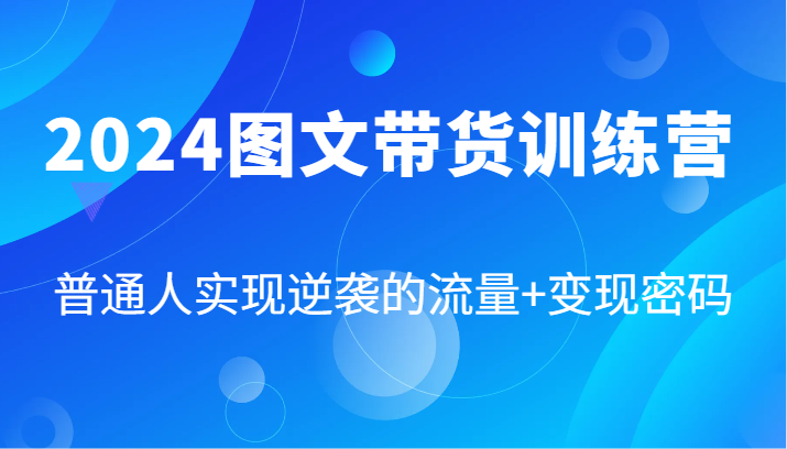 2024图文带货训练营，普通人实现逆袭的流量+变现密码(87节课)-数智网创