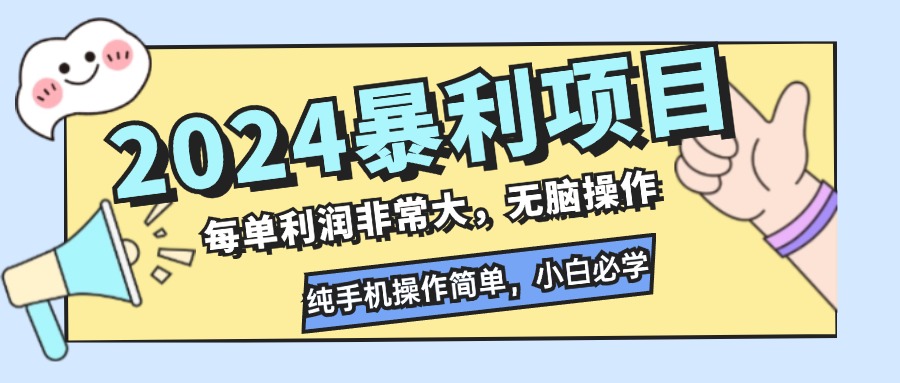 2024暴利项目，每单利润非常大，无脑操作，纯手机操作简单，小白必学项目-数智网创