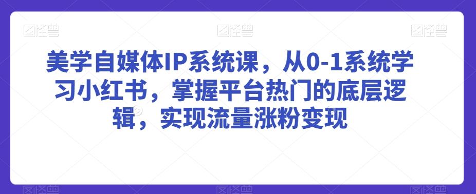美学自媒体IP系统课，从0-1系统学习小红书，掌握平台热门的底层逻辑，实现流量涨粉变现-数智网创
