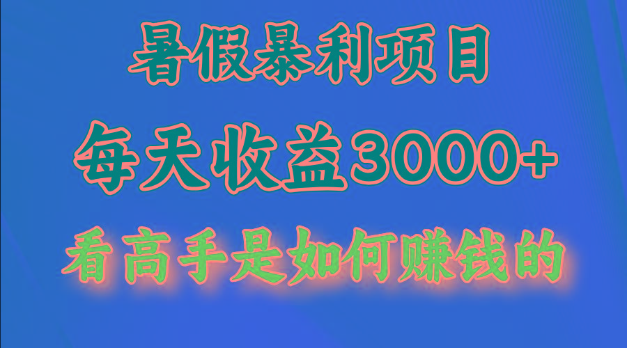 暑假暴利项目，每天收益3000+ 努努力能达到5000+，暑假大流量来了-数智网创