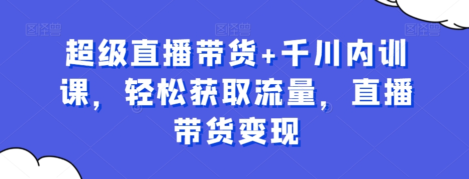 超级直播带货+千川内训课,轻松获取流量,直播带货变现-数智网创
