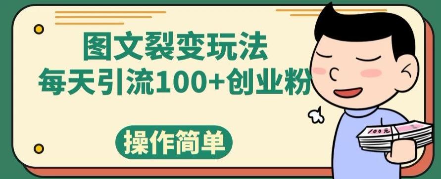 图文裂变玩法，每天引流100+创业粉，操作简单-数智网创