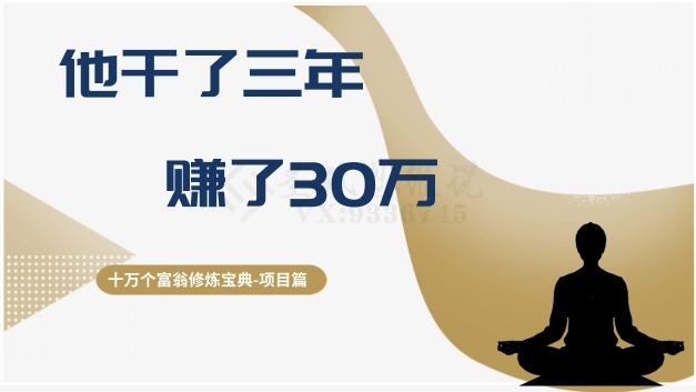 十万个富翁修炼宝典之2.他干了3年，赚了30万-数智网创