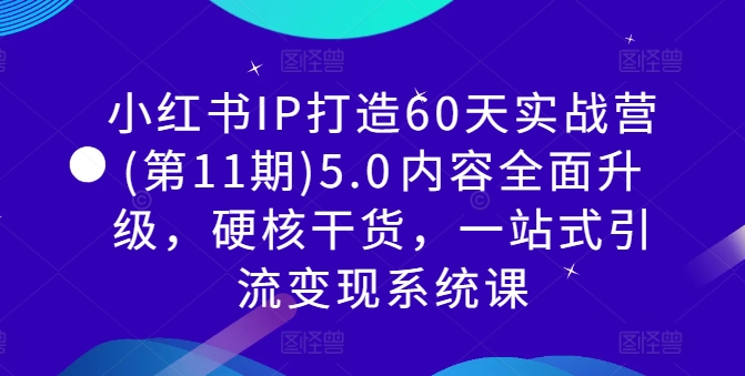 小红书IP打造60天实战营(第11期)5.0​内容全面升级，硬核干货，一站式引流变现系统课-数智网创