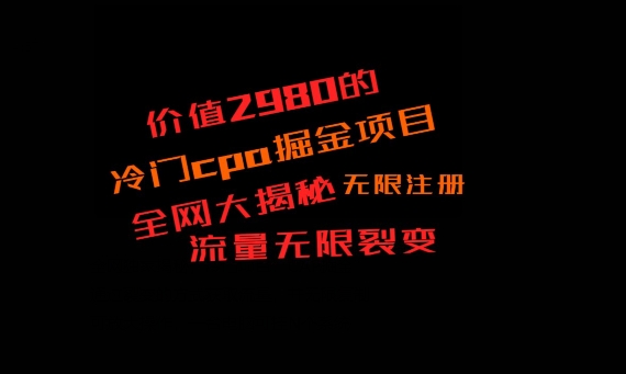 价值2980的CPA掘金项目大揭秘，号称当天收益200+，不见收益包赔双倍-数智网创