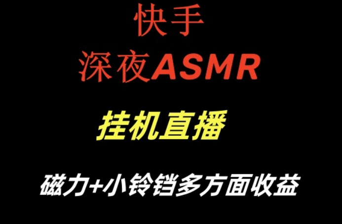 快手深夜ASMR挂机直播，磁力+小铃铛收益(附带工具和5G素材)【揭秘】-数智网创