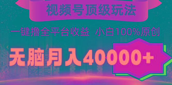 (9281期)视频号顶级玩法,无脑月入40000+,一键撸全平台收益,纯小白也能100%原创-数智网创