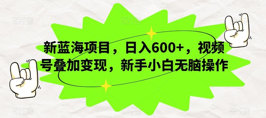 新蓝海项目，日入600+，视频号叠加变现，新手小白无脑操作【揭秘】-数智网创