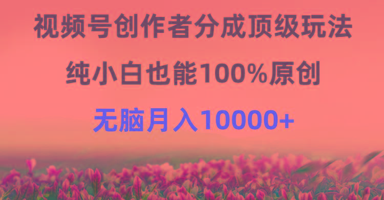 (9608期)视频号创作者分成顶级玩法，纯小白也能100%原创，无脑月入10000+-数智网创