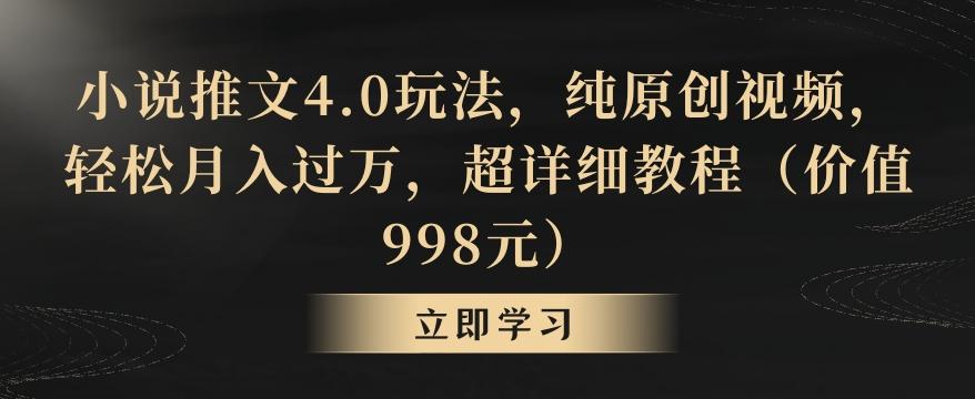 小说推文4.0玩法，纯原创视频，轻松月入过万，超详细教程(价值998元)【揭秘】-数智网创