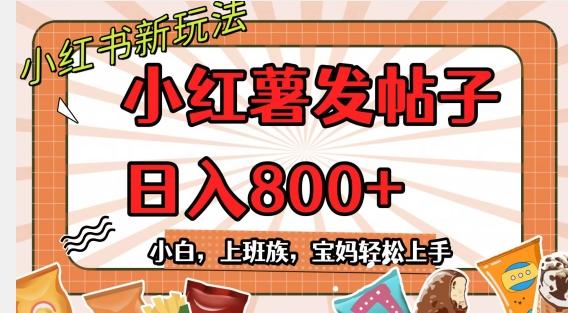 小红薯发日常帖子，日入800+小白专属项目可批量操作-数智网创