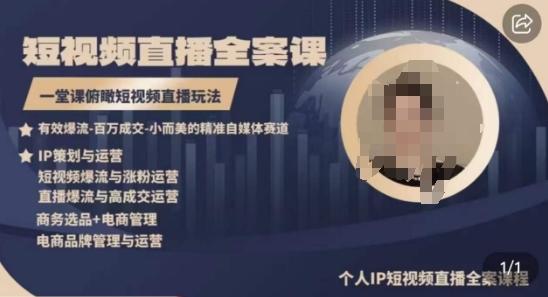 高品质IP短视频直播全案课程，一堂课俯瞰短视频直播玩法-数智网创