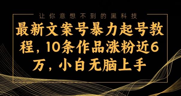 最新文案号暴力起号教程，10条作品涨粉近6万，小白无脑上手-数智网创
