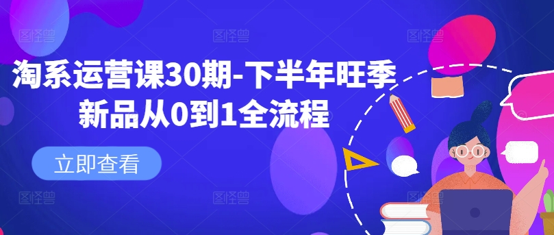 淘系运营课30期-下半年旺季新品从0到1全流程-数智网创