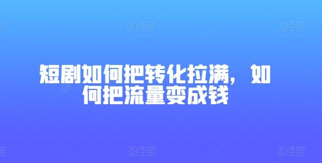 短剧如何把转化拉满，如何把流量变成钱-数智网创