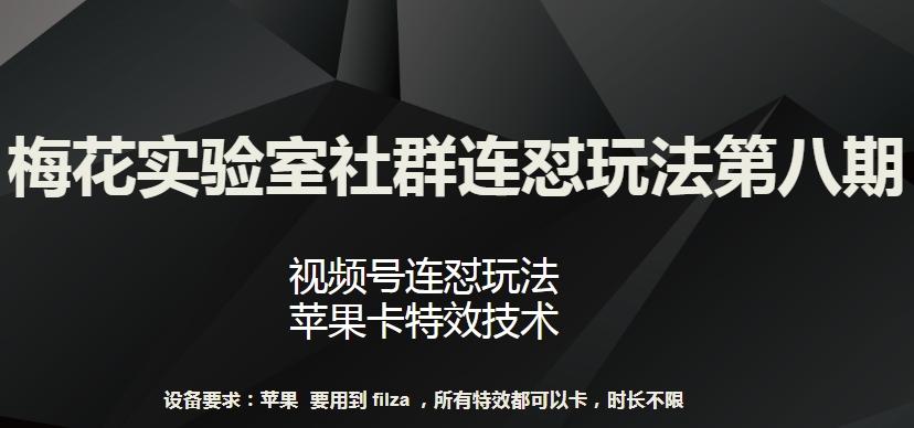 梅花实验室社群连怼玩法第八期，视频号连怼玩法 苹果卡特效技术【揭秘】-数智网创