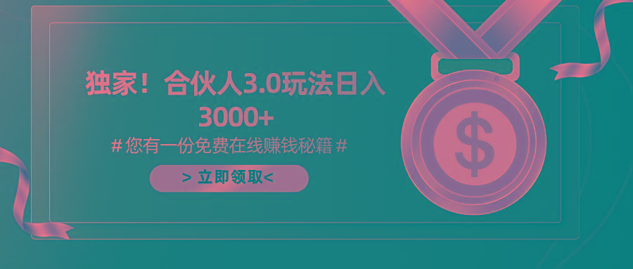 游戏合伙人3.0，日入3000+，无限扩大的蓝海项目-数智网创
