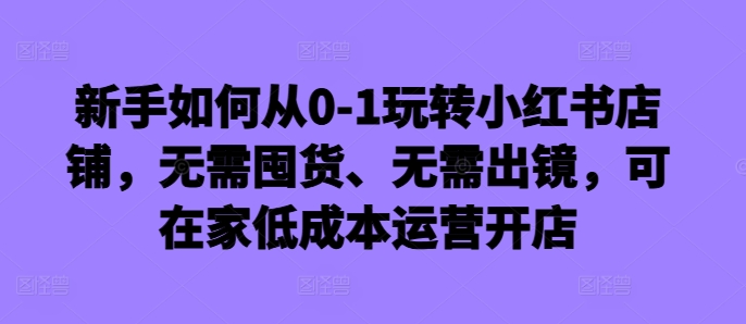 新手如何从0-1玩转小红书店铺,无需囤货、无需出镜,可在家低成本运营开店-数智网创