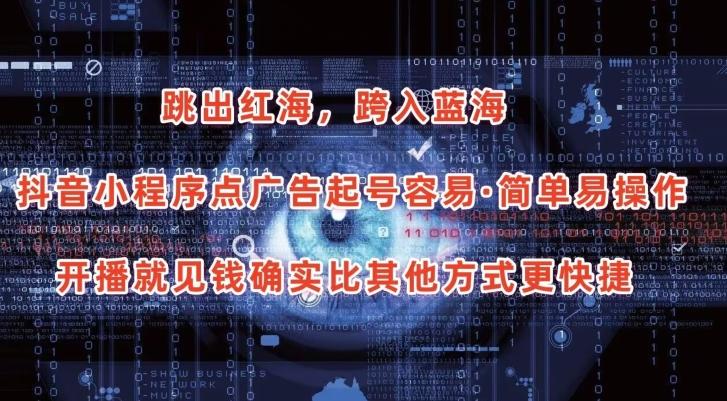 抖音小程序点广告项目，起号容易，简单易操作，开播就见有收益【揭秘】-数智网创