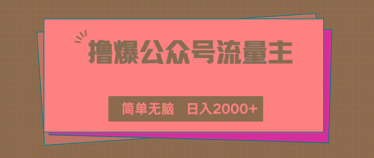 撸爆公众号流量主，简单无脑，单日变现2000+-数智网创