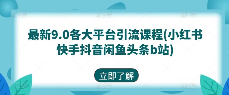 最新9.0各大平台引流课程(小红书快手抖音闲鱼头条b站)-数智网创
