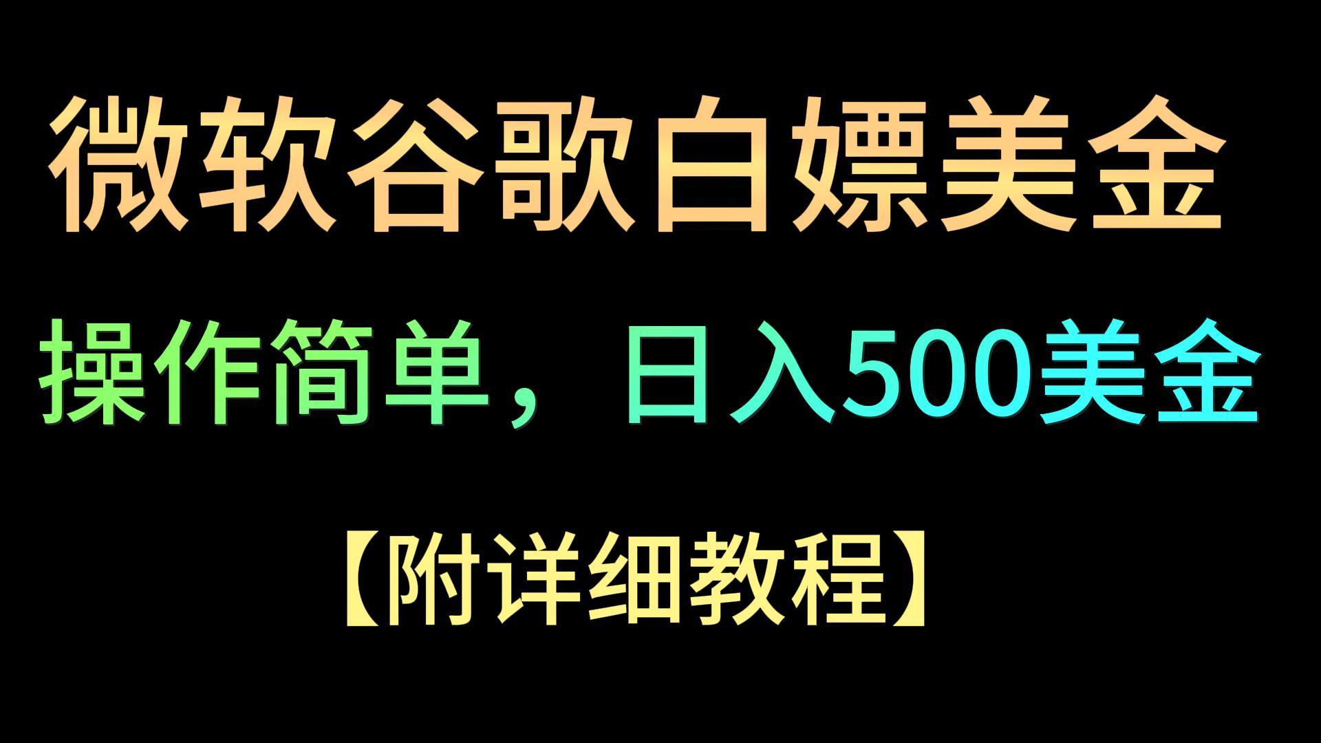 微软谷歌项目3.0，轻松日赚500+美金，操作简单，小白也可轻松入手！-数智网创