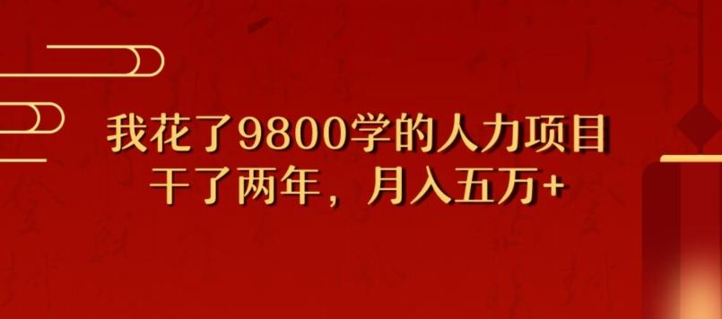 我花了9800学习,干了两年赚了70万的人力项目-数智网创
