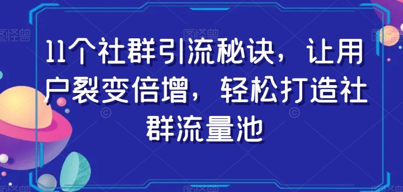 11个社群引流秘诀，让用户裂变倍增，轻松打造社群流量池-数智网创