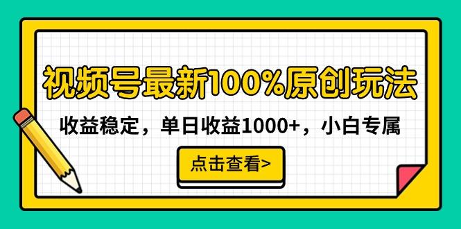 视频号最新100%原创玩法，收益稳定，单日收益1000+，小白专属-数智网创