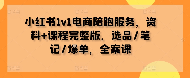 小红书1v1电商陪跑服务，资料+课程完整版，选品/笔记/爆单，全案课-数智网创